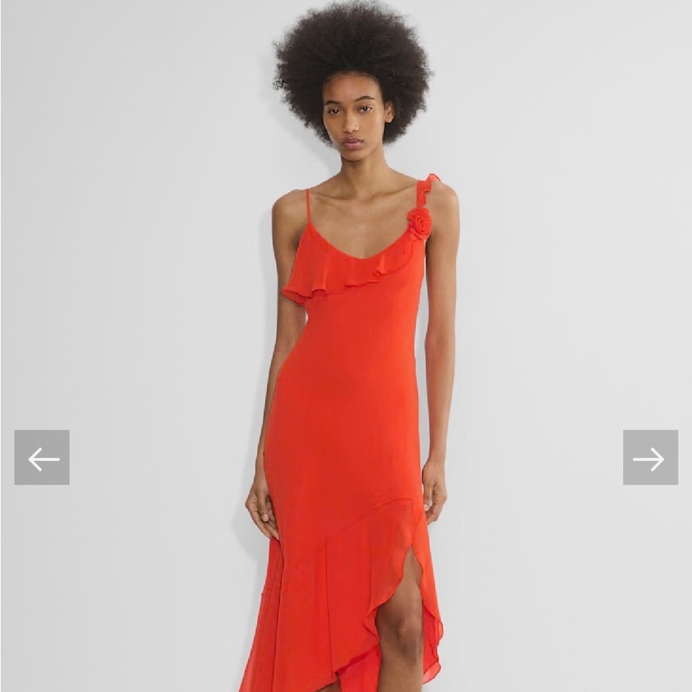 Aritzia Vibrant Red Asymmetrical Dress